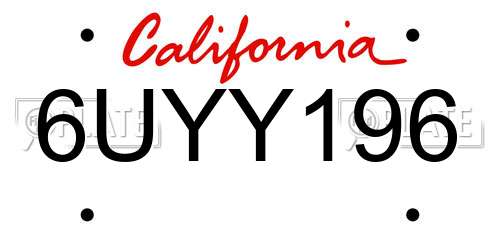 6UYY196 California License Plate