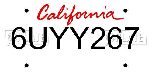 6UYY267 California License Plate