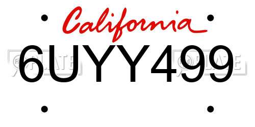 6UYY499 California License Plate
