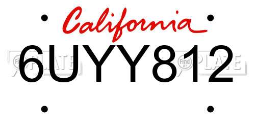 6UYY812 California License Plate