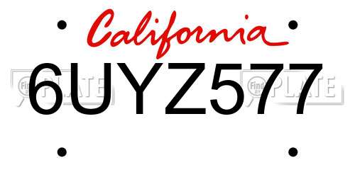 6UYZ577 California License Plate