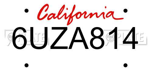 6UZA814 California License Plate