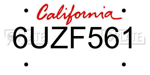 6UZF561 California License Plate