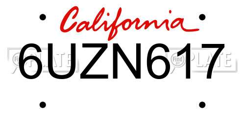 6UZN617 California License Plate