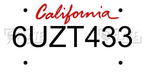 6UZT433 California License Plate