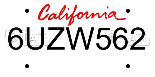 6UZW562 California License Plate
