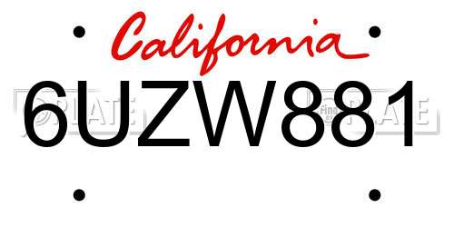 6UZW881 California License Plate