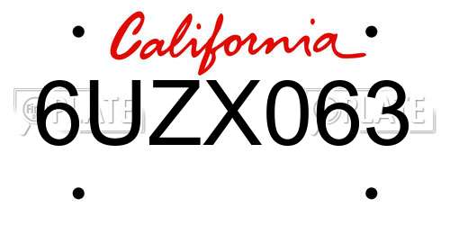 6UZX063 California License Plate