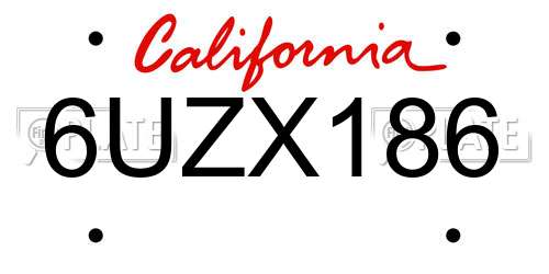 6UZX186 California License Plate