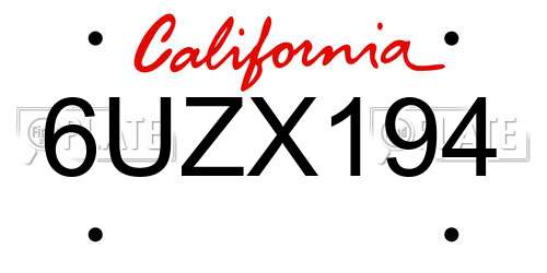 6UZX194 California License Plate