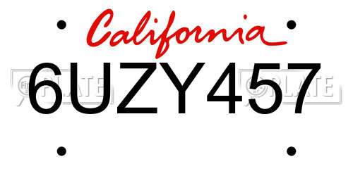 6UZY457 California License Plate