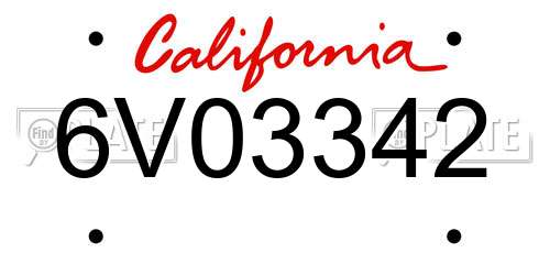 6V03342 California License Plate