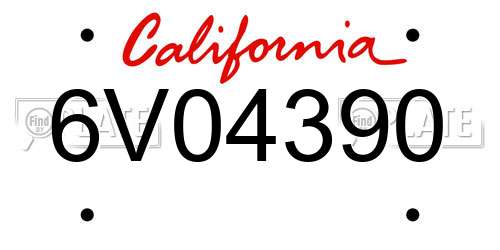 6V04390 California License Plate