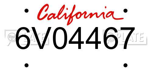 6V04467 California License Plate