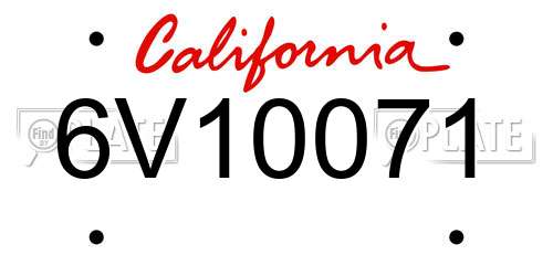 6V10071 California License Plate