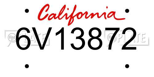 6V13872 California License Plate