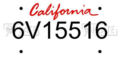 6V15516 California License Plate