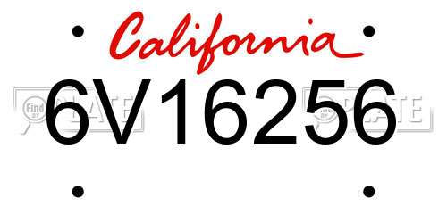 6V16256 California License Plate