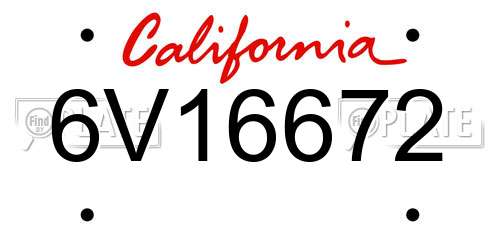 6V16672 California License Plate