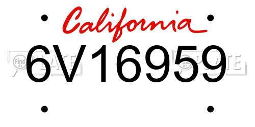 6V16959 California License Plate