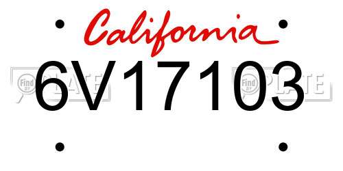 6V17103 California License Plate