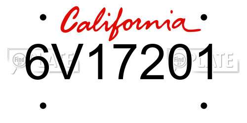 6V17201 California License Plate