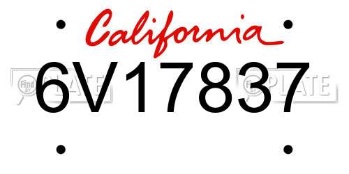 6V17837 California License Plate