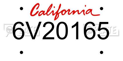 6V20165 California License Plate