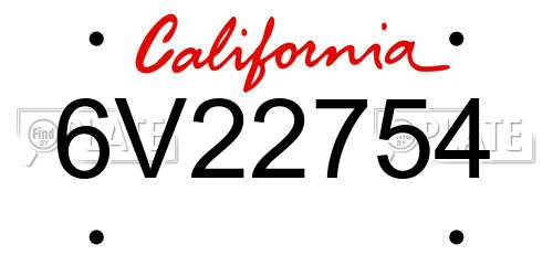 6V22754 California License Plate
