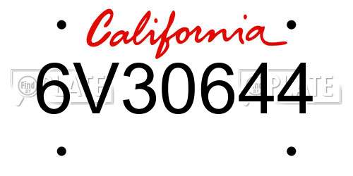 6V30644 California License Plate