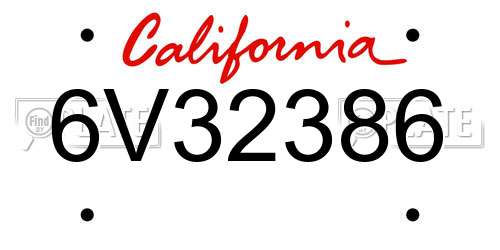 6V32386 California License Plate