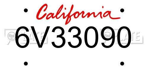 6V33090 California License Plate
