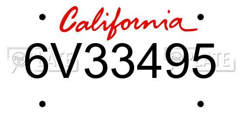 6V33495 California License Plate