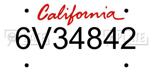 6V34842 California License Plate