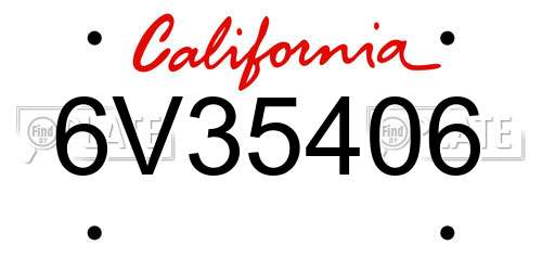6V35406 California License Plate