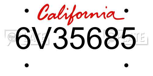6V35685 California License Plate