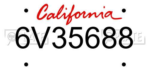 6V35688 California License Plate