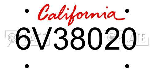 6V38020 California License Plate