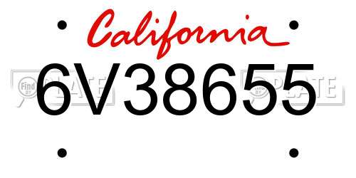 6V38655 California License Plate