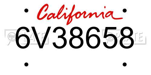 6V38658 California License Plate