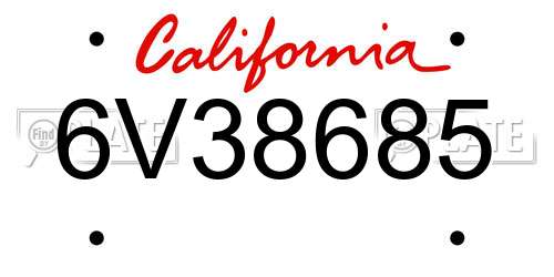 6V38685 California License Plate