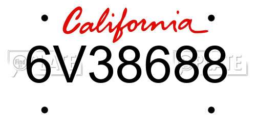 6V38688 California License Plate