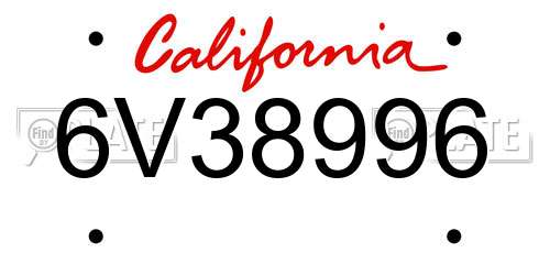 6V38996 California License Plate