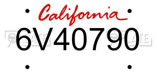 6V40790 California License Plate