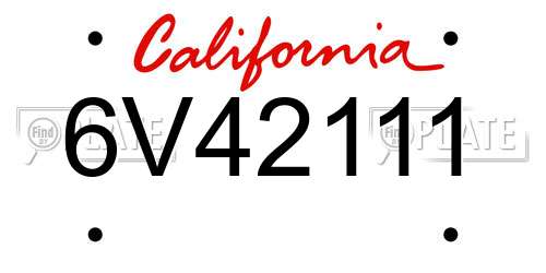 6V42111 California License Plate