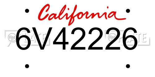 6V42226 California License Plate