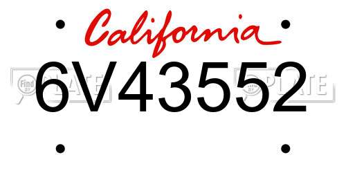 6V43552 California License Plate