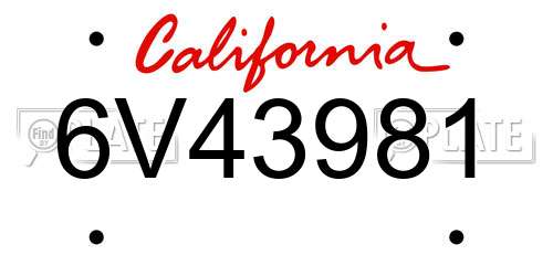 6V43981 California License Plate