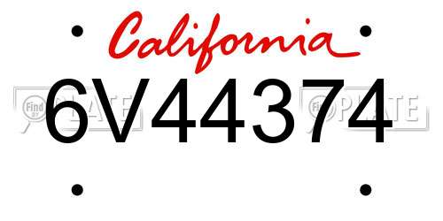 6V44374 California License Plate