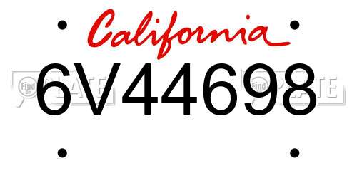 6V44698 California License Plate